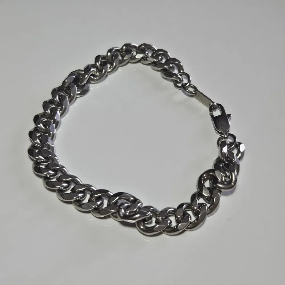 Men's Solid Polished Stainless Steel Cuban link Bracelet 8.5